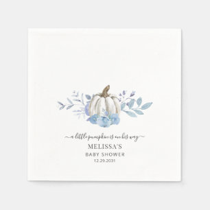 Serviette En Papier Citrouille Floral Baby shower Dusty Blue