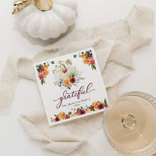 Serviette En Papier Citrouille Florale de Bourgogne de Remerciement po