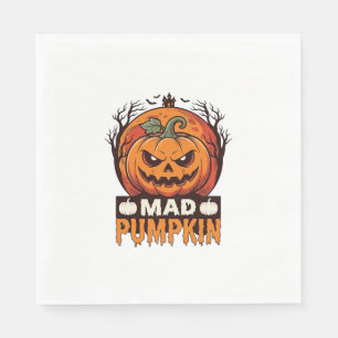Serviette En Papier Citrouille Folle Halloween Dessin de Gravure Vinta