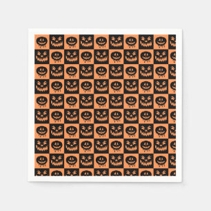 Serviette En Papier Citrouille Halloween Face Fantôme Motif Éffrayant
