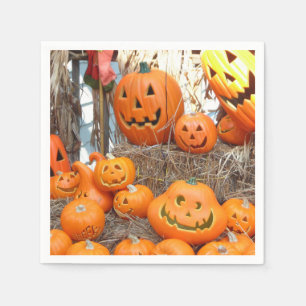 Serviette En Papier Citrouille halloween Jack-o'-lantern orange citrou