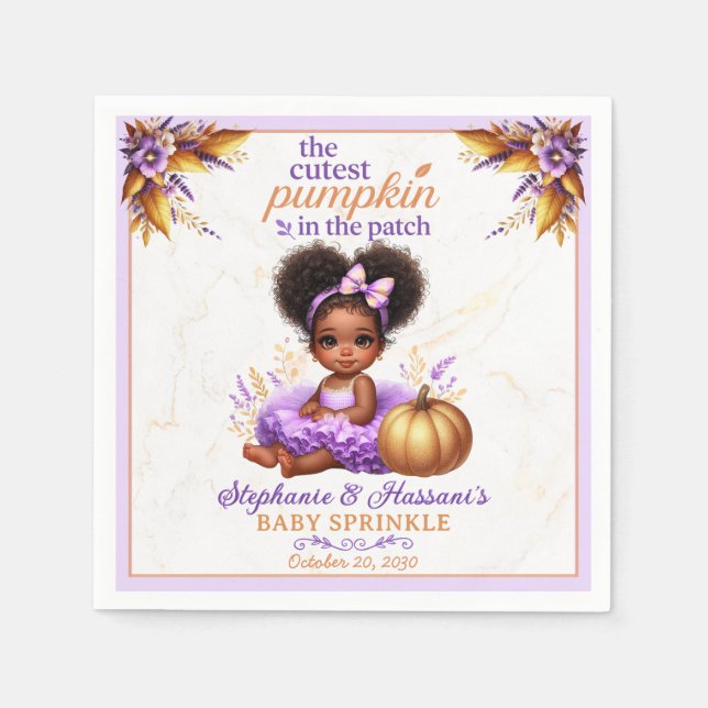 Serviette En Papier Citrouille le plus Cutest dans le Patch Afro Baby  (Devant)