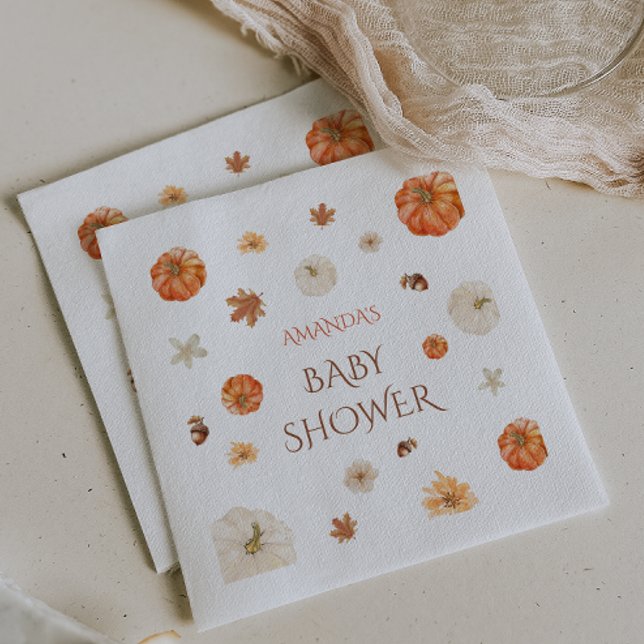 Serviette En Papier Citrouille Neutre Automne Baby shower d'automne Fl (Créateur téléchargé)
