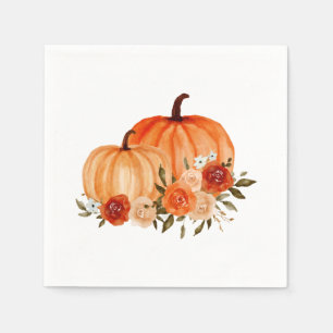 Serviette En Papier Citrouille orange BABY SHOWER Roses floraux