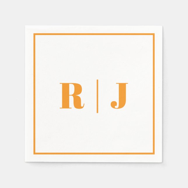 Serviette En Papier Citrouille Orange Monogram Simple Automne Mariage  (Devant)