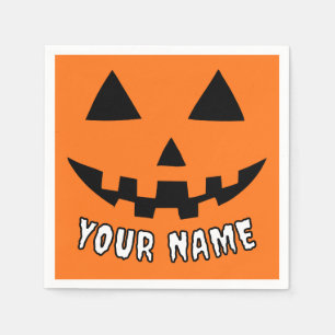 Serviette En Papier Citrouille orange personnalisé Halloween Votre Nom