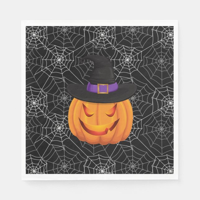 Serviette En Papier Citrouille papier d'Halloween (Devant)