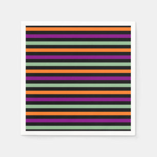 Serviette En Papier Citrouille, papier rayé violet, vert et noir