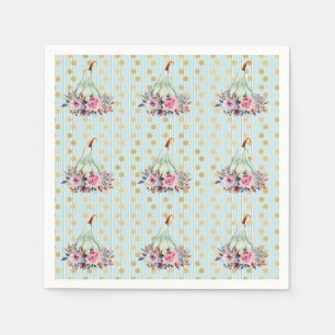 Serviette En Papier Citrouille pastel élégant automne floral turquoise