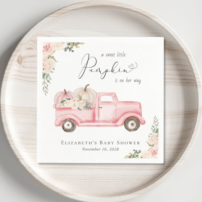 Serviette En Papier Citrouille Pink Floral Camion Baby Girl Douche (Créateur téléchargé)