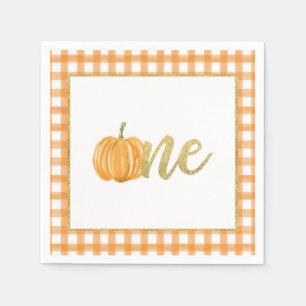 Serviette En Papier Citrouille Premier Anniversaire Napkin - Garçon Or