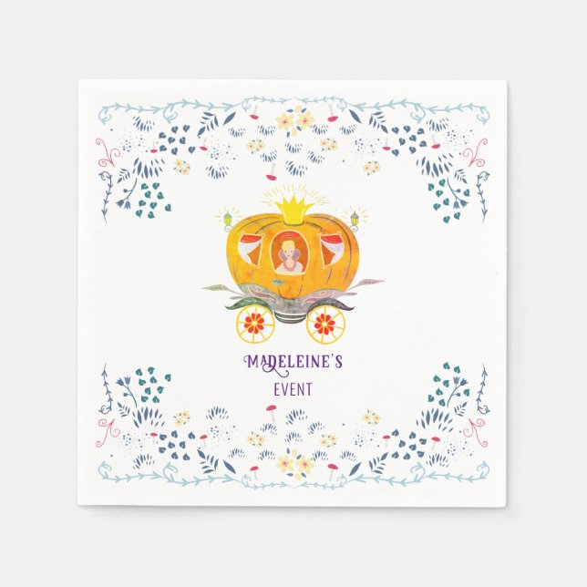 Serviette En Papier Citrouille Princesse Carriage Fleurs sauvages Anni (Devant)