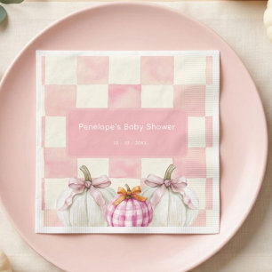 Serviette En Papier Citrouille rose automne En vichy Baby shower fille