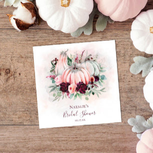Serviette En Papier Citrouille rose automne et Fête des mariées floral
