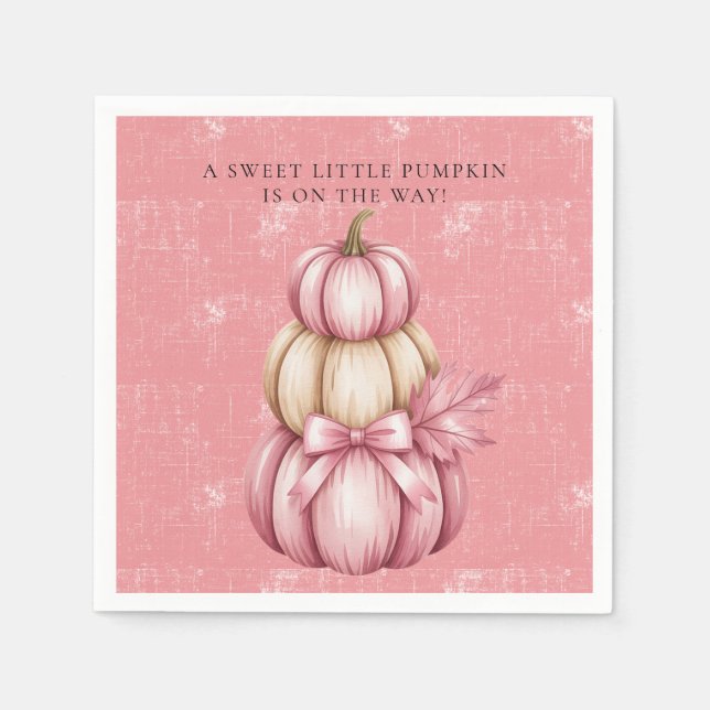 Serviette En Papier Citrouille rose bébé fille douche (Devant)