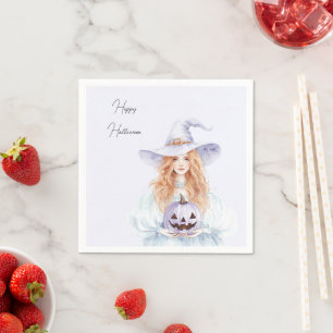 Serviette En Papier Citrouille rousse lavande violet Halloween