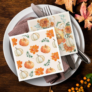 Serviette En Papier Citrouille rustique Automne fleuri Baby shower d'a