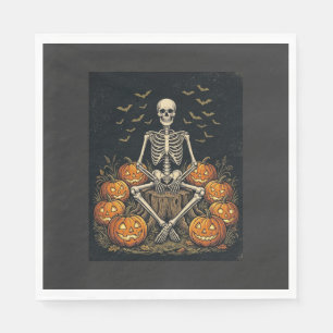 Serviette En Papier Citrouille squelette Halloween Design Rétro Vintag