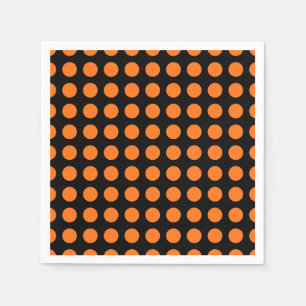 Serviette En Papier Citrouille sur papier noir grand Pois horizontal