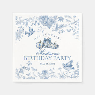 Serviette En Papier Citrouille Toile Bleue Florale Française Anniversa