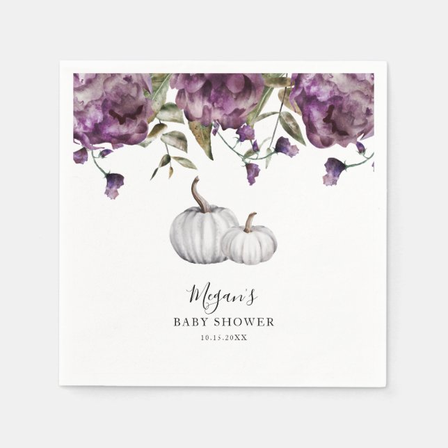 Serviette En Papier Citrouille violet Rustique Baby shower automne (Devant)