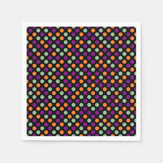 Serviette En Papier Citrouille, violet, vert et noir Pois papier (Devant)