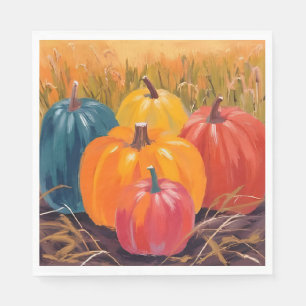 Serviette En Papier Citrouilles d'automne Art aquarelle de paysage a