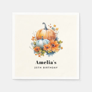 Serviette En Papier Citrouilles d'automne avec Fleurs et Foliage Anniv