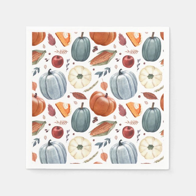 Serviette En Papier Citrouilles d'automne et feuilles d'automne Motif (Devant)