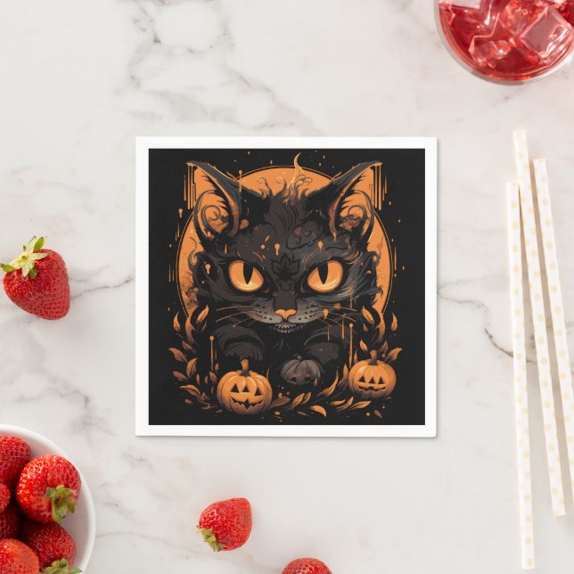 Serviette En Papier Citrouilles de Halloween (En situation)
