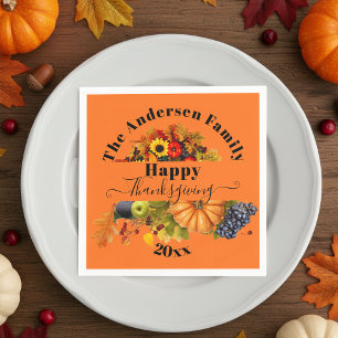Serviette En Papier Citrouilles de raisins de récolte d'automne tourne