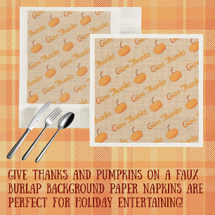 Serviette En Papier Citrouilles de remerciement de campagne vintage