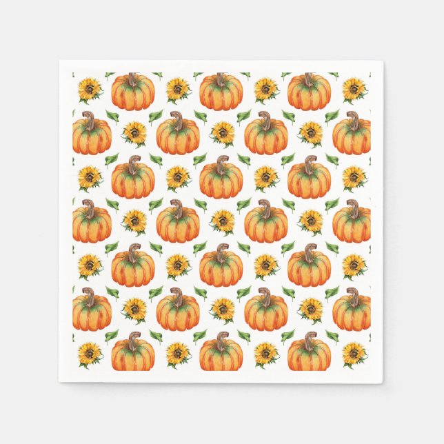 Serviette En Papier Citrouilles et tournesols (Devant)