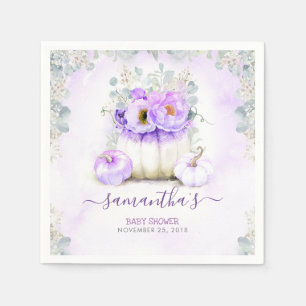 Serviette En Papier Citrouilles floraux violet Baby shower d'automne