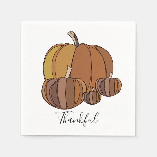 Serviette En Papier Citrouilles Joyeux Thanksgiving (Devant)