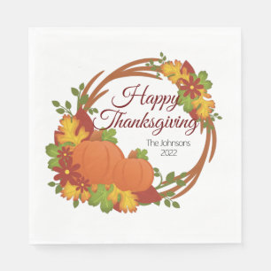 Serviette En Papier Citrouilles laisse Bon thanksgiving de couronne