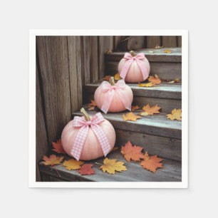 Serviette En Papier Citrouilles roses d'automne et feuilles d'automne