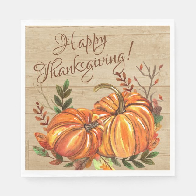 Serviette En Papier Citrouilles rustiques de Thanksgiving (Devant)