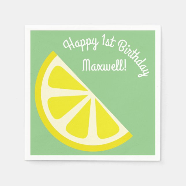Serviette En Papier Citrus citron découpe 1ère fête d'anniversaire (Devant)