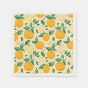 Serviette En Papier Citrus citron jaune motif de fruits tropicaux