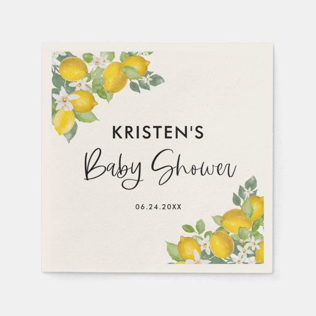 Serviette En Papier Citrus Citron thème Baby shower serviettes (Devant)