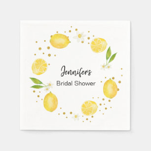 Serviette En Papier Citrus de citron et or