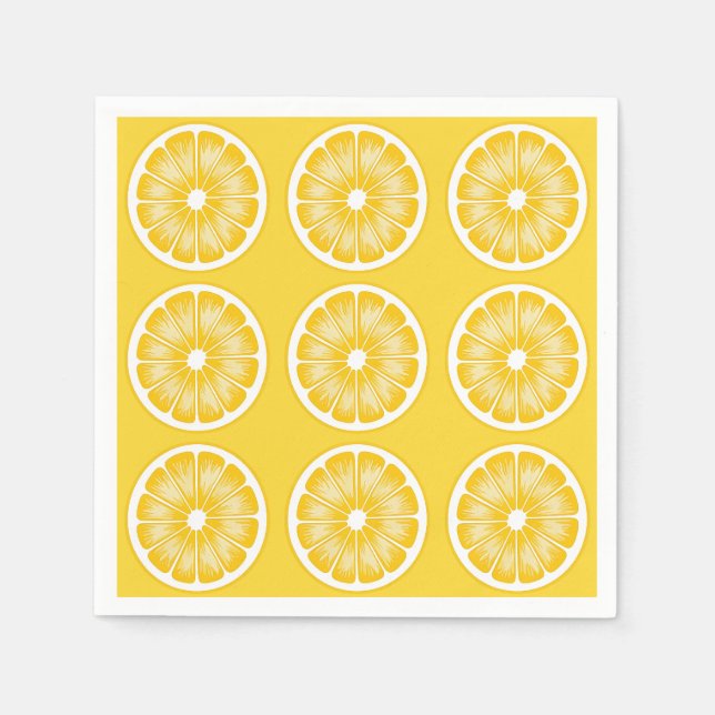 Serviette En Papier Citrus jaune moderne tranche de citron (Devant)