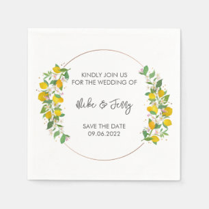 Serviette En Papier Citrus jaune Tropical Citrus Monogram Mariage