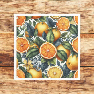 Serviette En Papier Citrus Orange Fraîche Citron & Vert Jaune Été