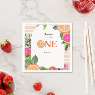 Serviette En Papier Citrus Tropical Baby premier anniversaire Aquarell
