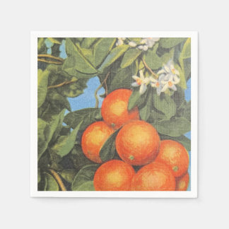 Serviette En Papier Citrus vintage en fleurs orange