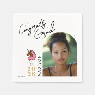 Serviette En Papier Clair rose Afro Unicorn Graduation