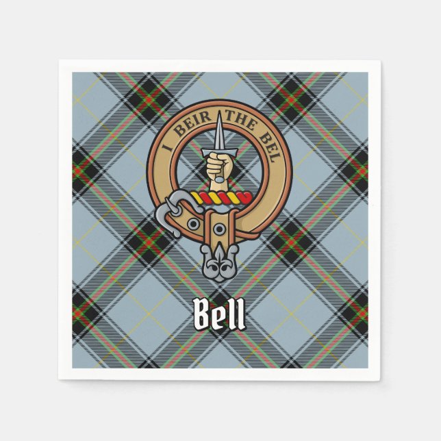 Serviette En Papier Clan Bell Crest sur Tartan (Devant)