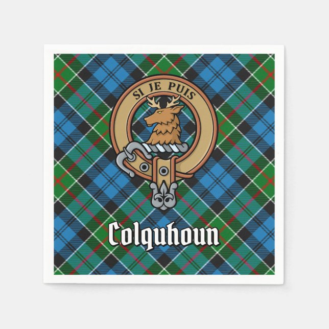 Serviette En Papier Clan Colquhoun Crest sur Tartan (Devant)